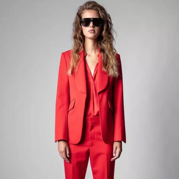 Zadig&Voltaire Date Gabardine Jacket Size 42/L Poppy Red Blazer new - Picture 1 of 7